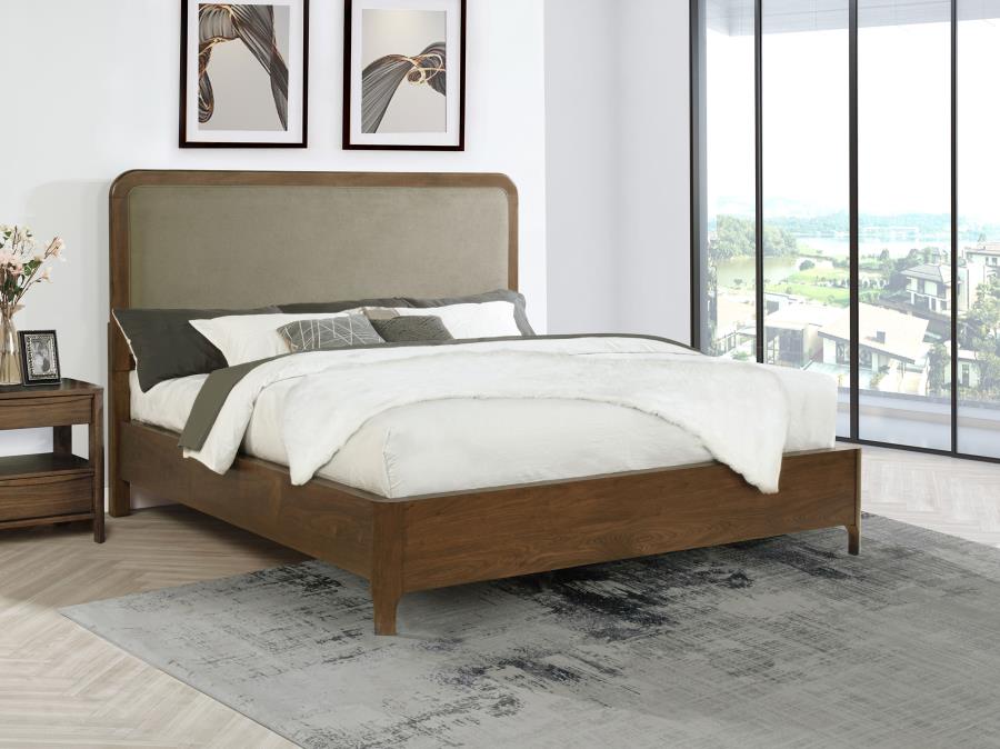 Maderia 57-inch Upholstered Panel Bed Walnut