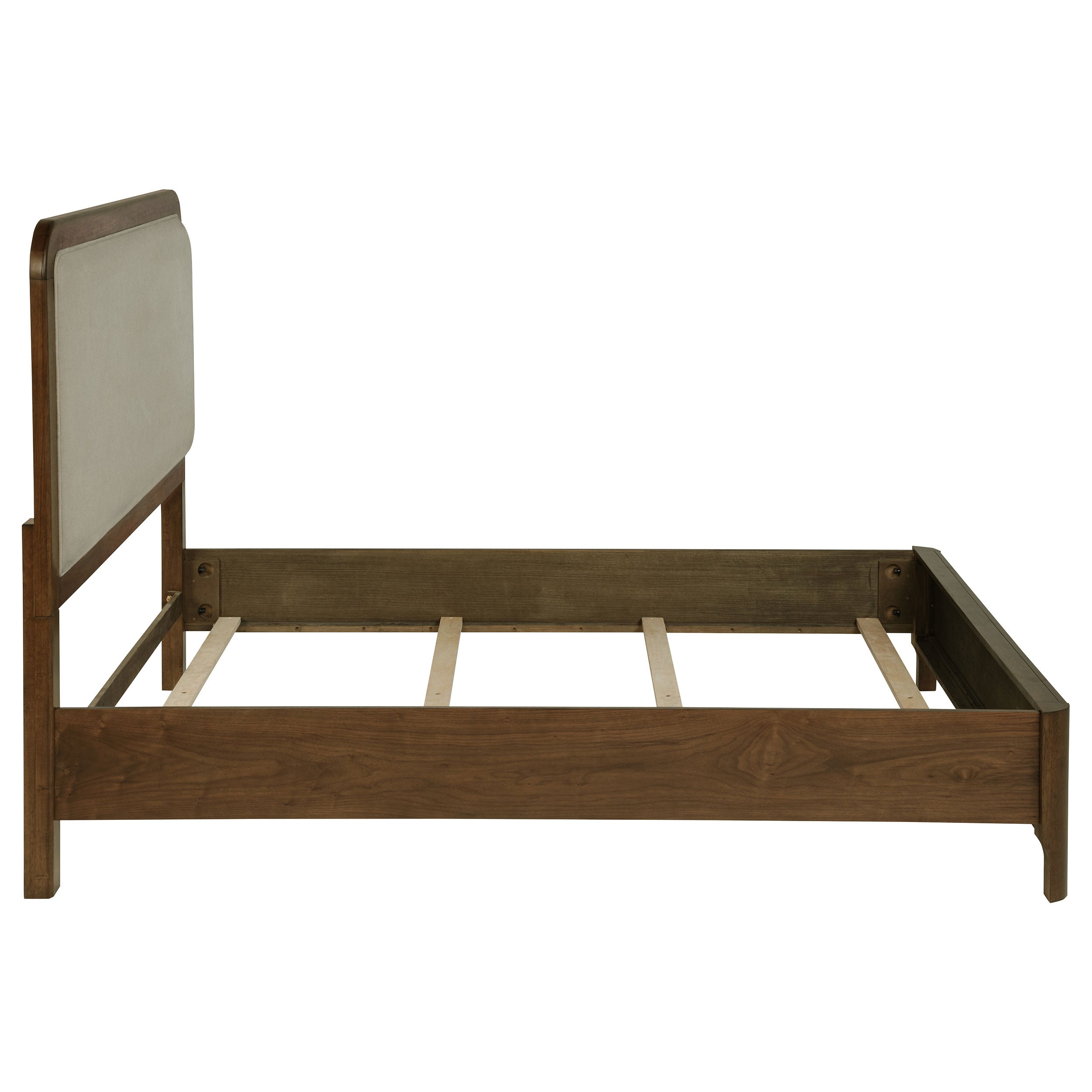 Maderia 57-inch Upholstered Panel Bed Walnut