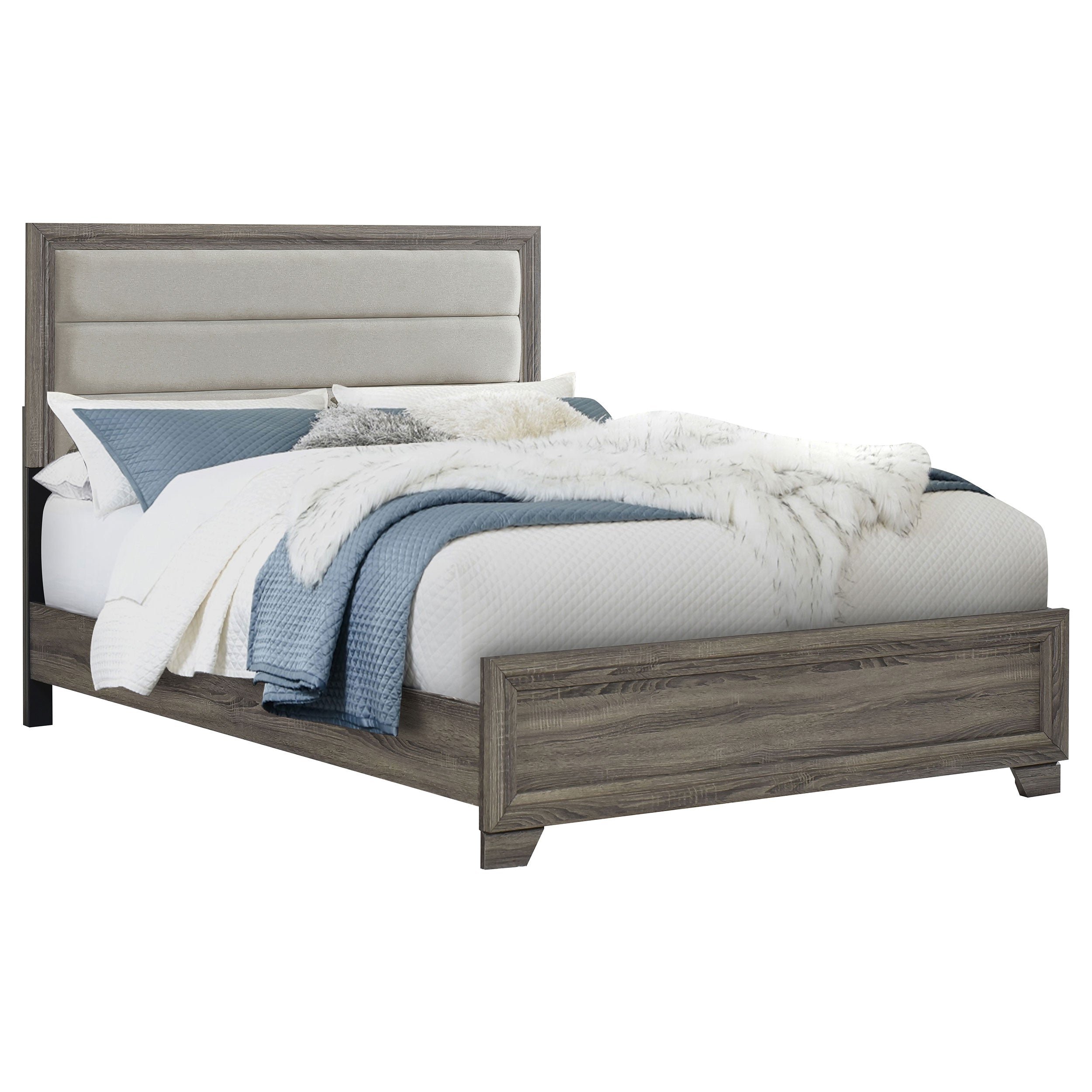Wright 52-inch Upholstered Bed Brown Oak