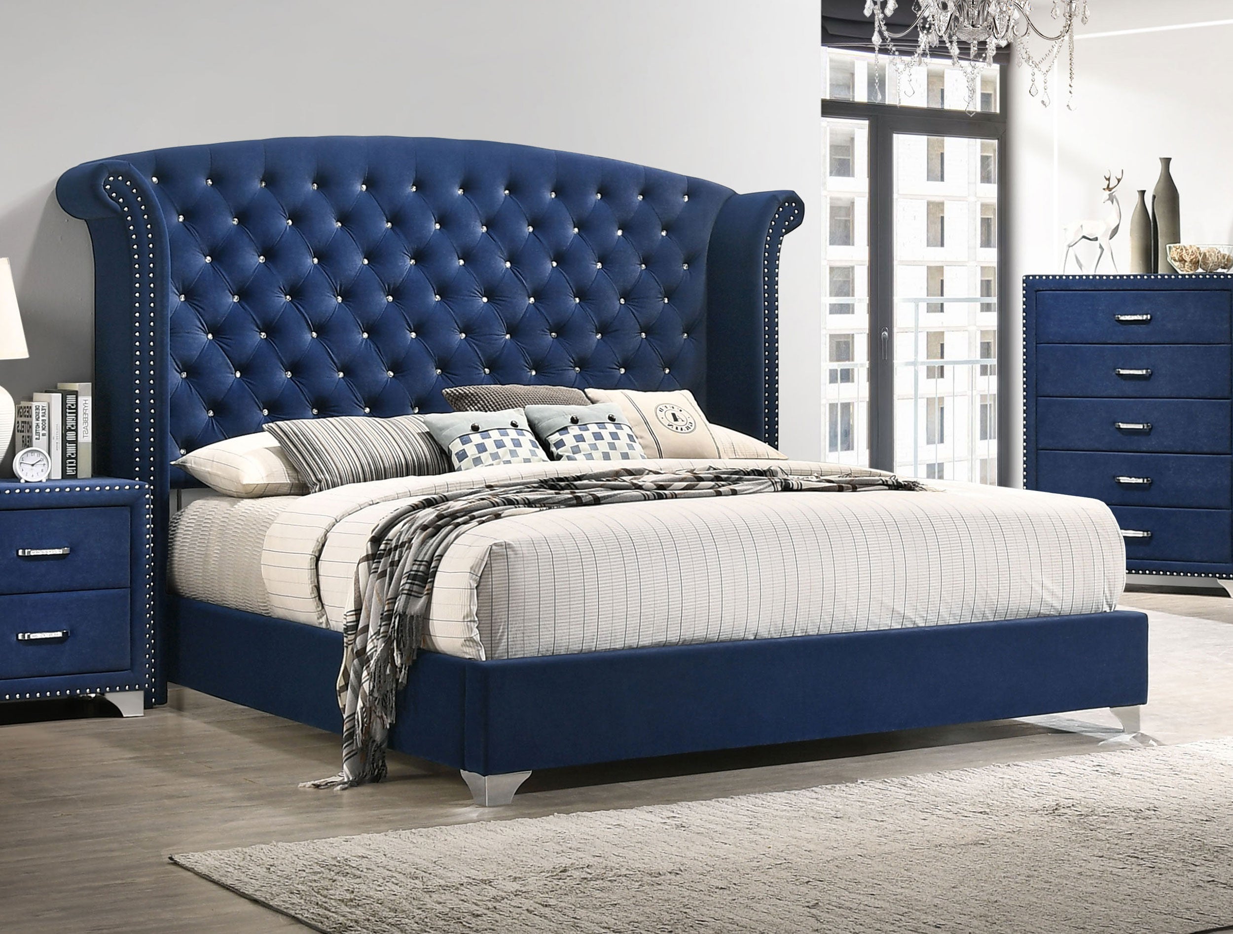 Melody Upholstered Wingback Bed