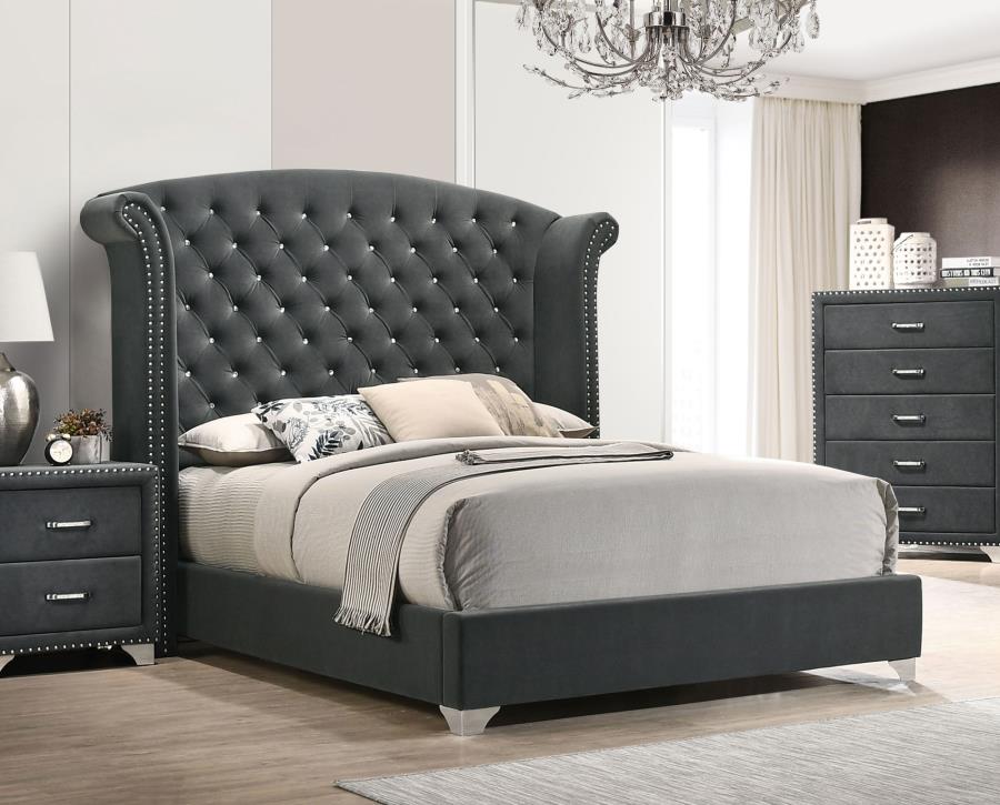 Melody Upholstered Wingback Bed
