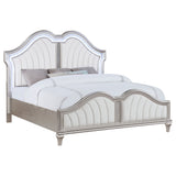 Evangeline Wood LED Panel Bed Silver Oak