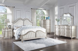 Evangeline Wood LED Panel Bed Silver Oak