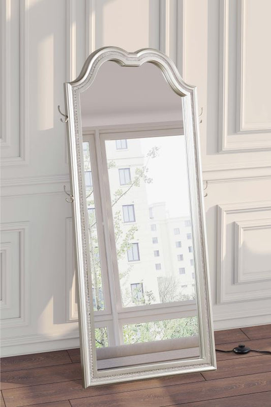 Evangeline Full Length LED Light Floor Mirror Silver Oak