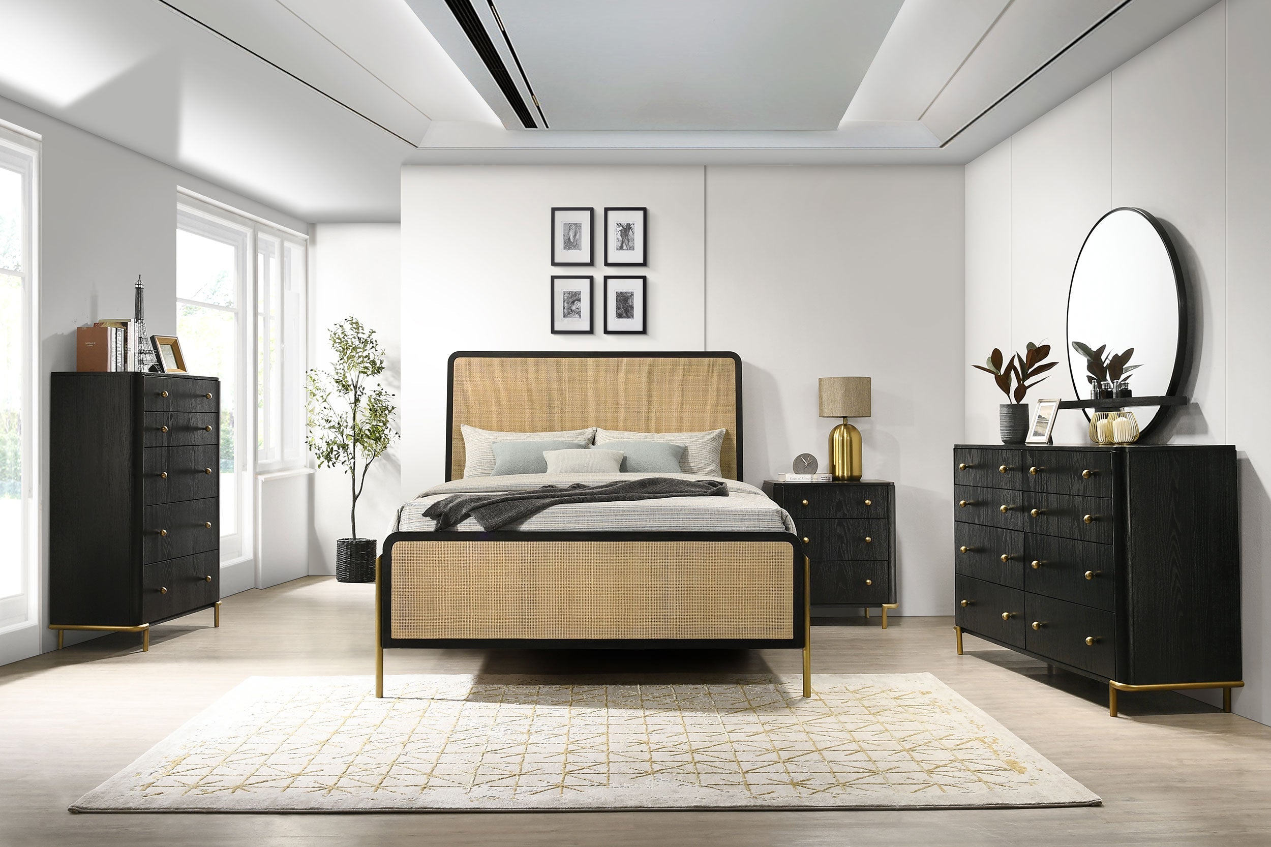 Arini Rattan Panel Bed