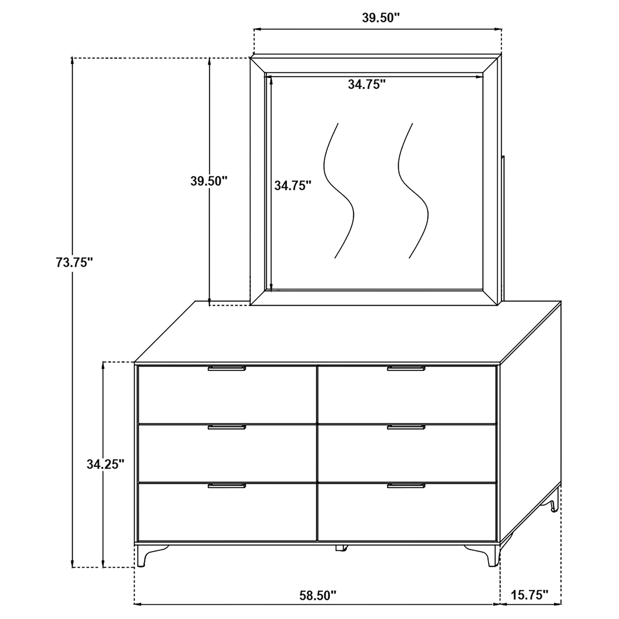 Kendall 6-drawer Dresser with Mirror