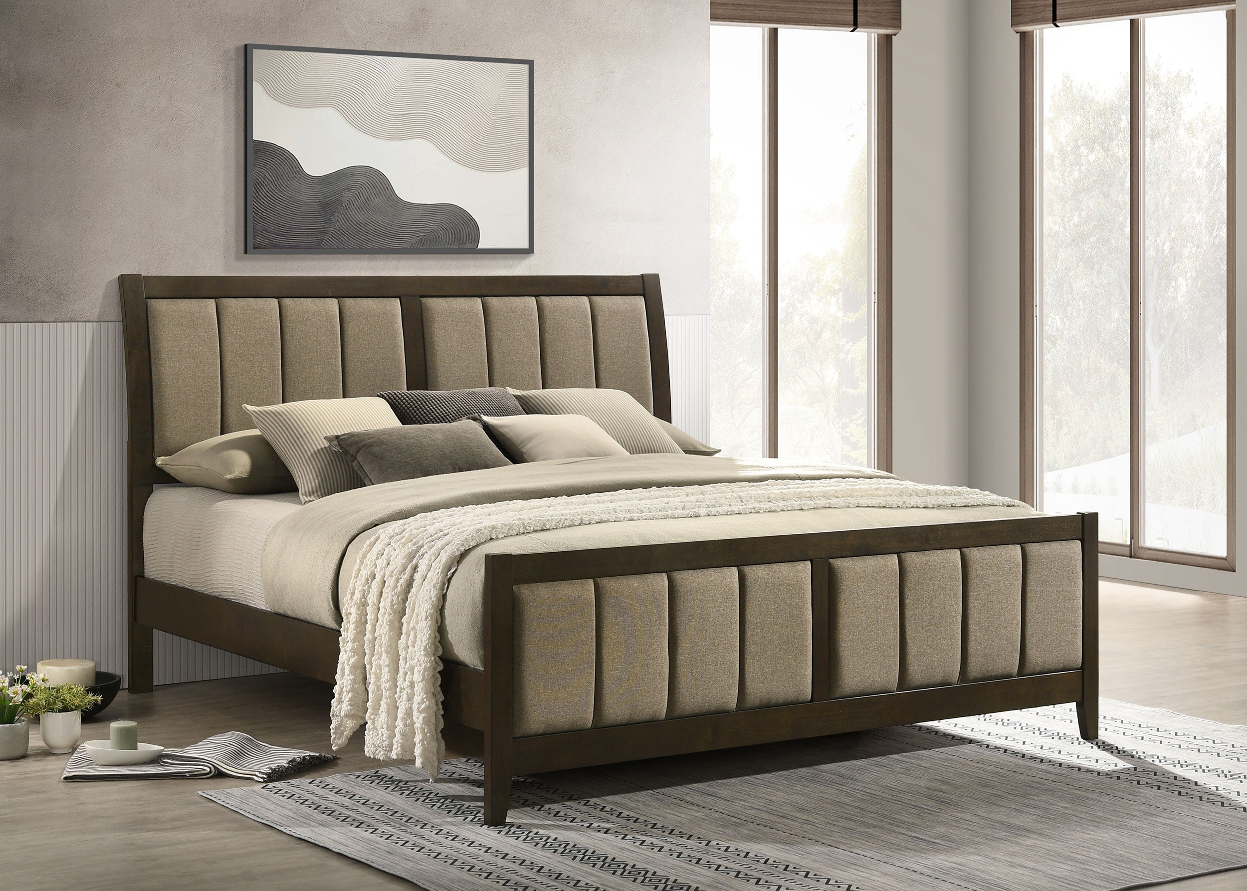 Wilkes 51-inch Upholstered Bed Dark Cocoa