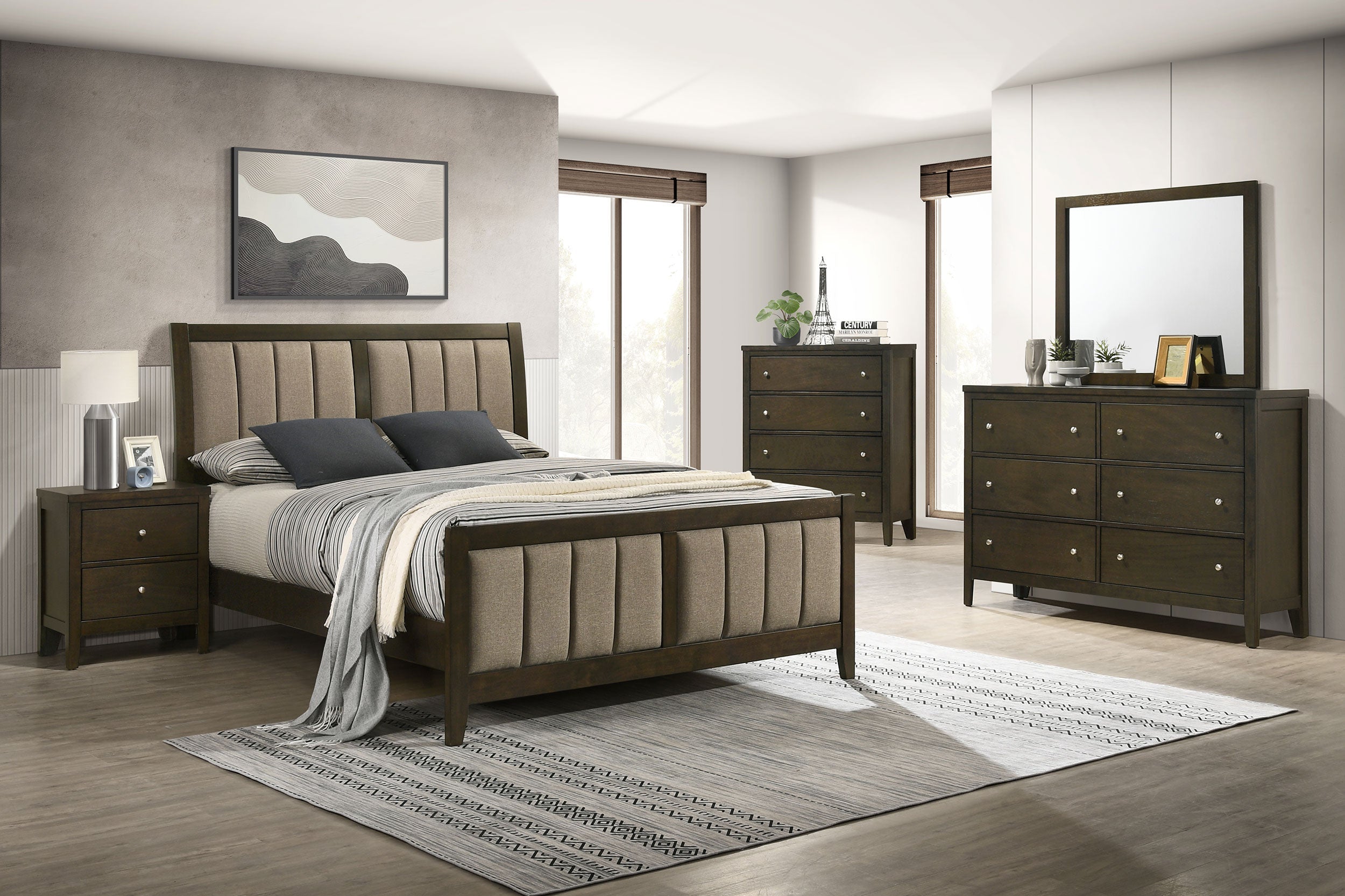 Wilkes 51-inch Upholstered Bed Dark Cocoa