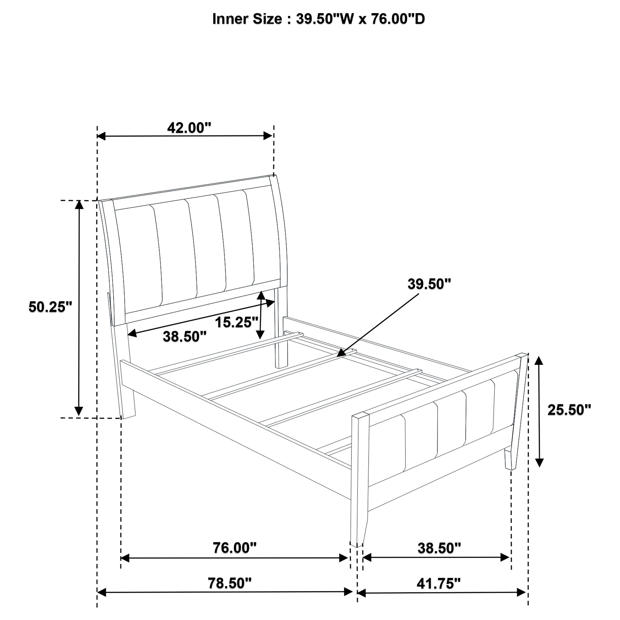 Wilkes 51-inch Upholstered Bed Dark Cocoa