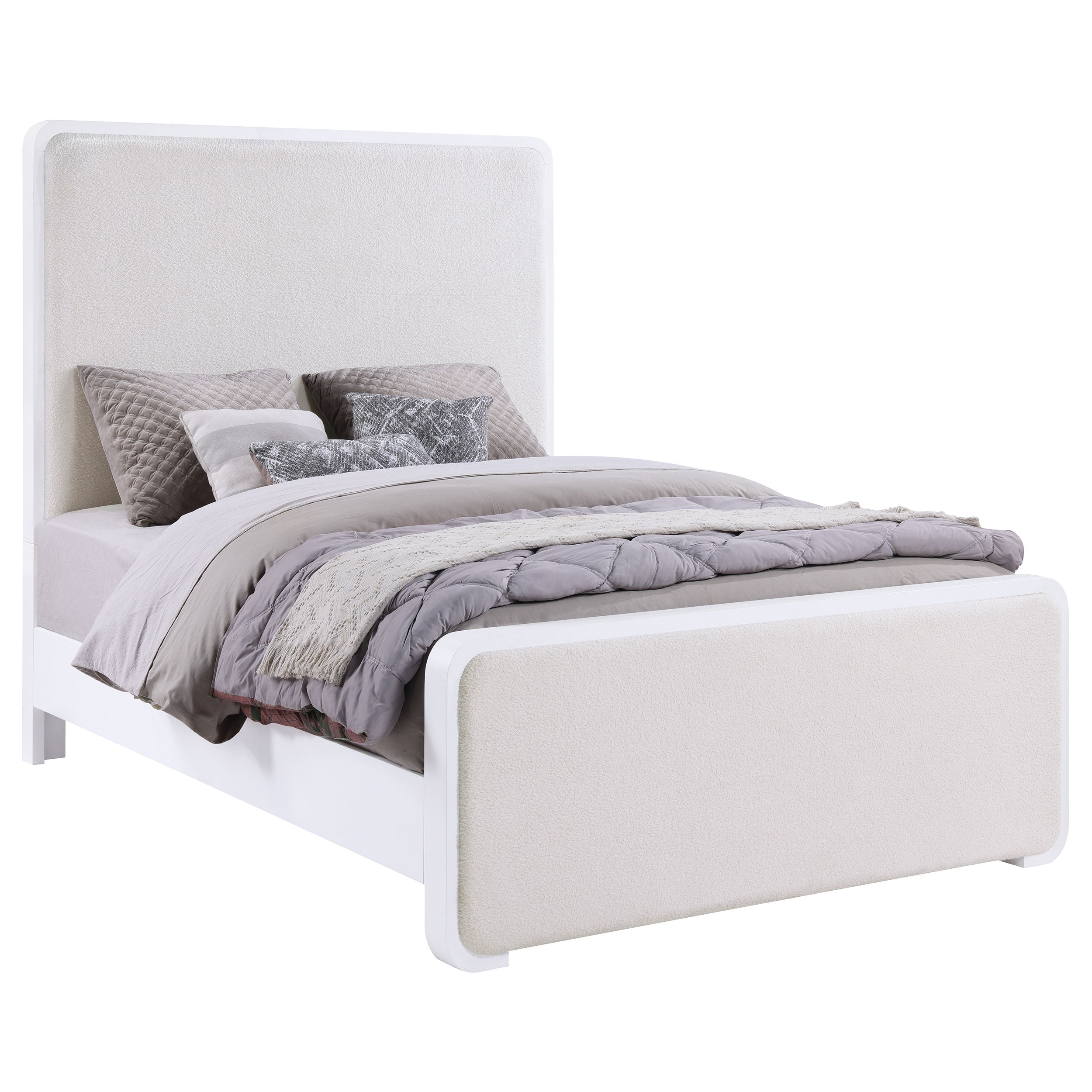Anastasia Upholstered Panel Bed Pearl