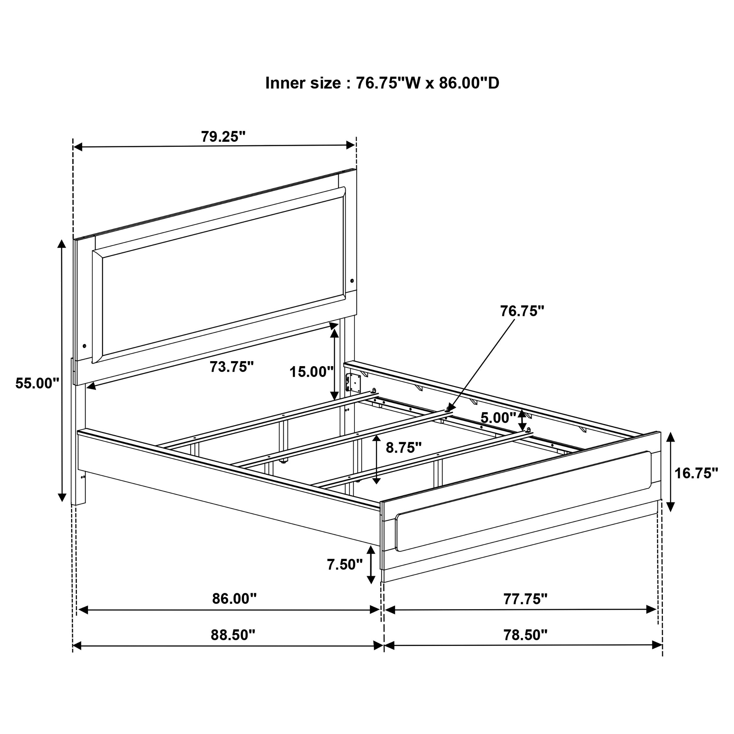 Caraway Wood LED Panel Bed