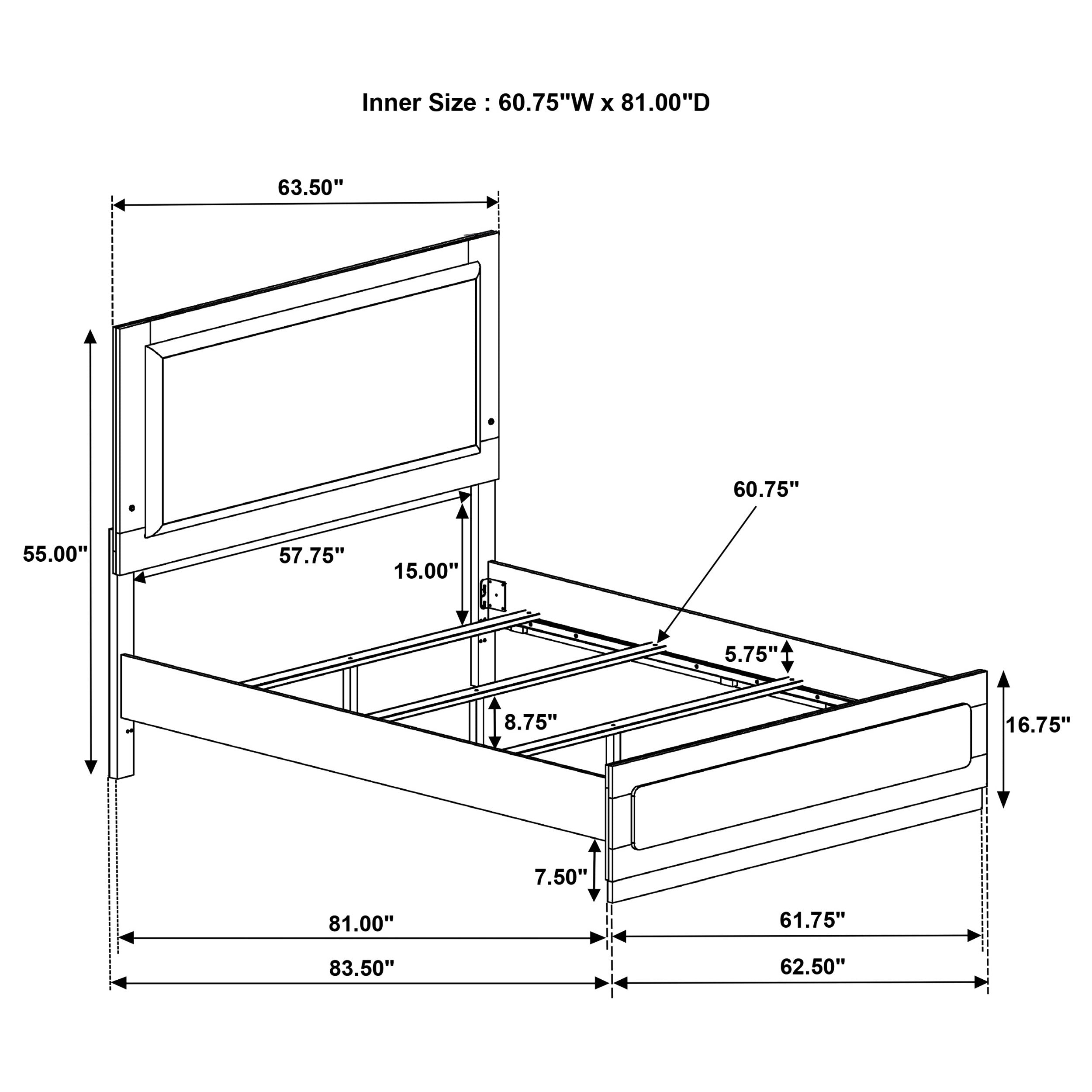 Caraway Wood LED Panel Bed