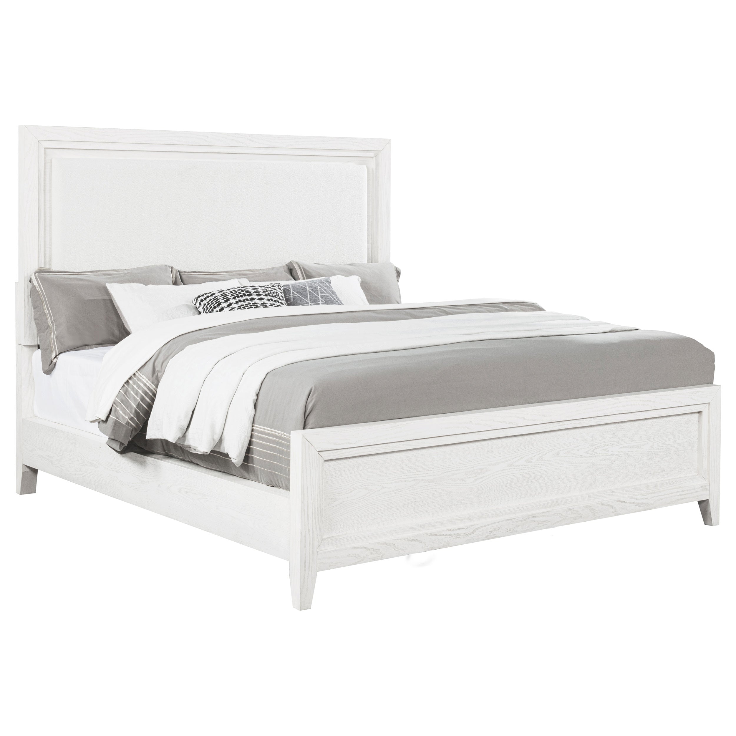 Marielle Upholstered Panel Bed Distressed