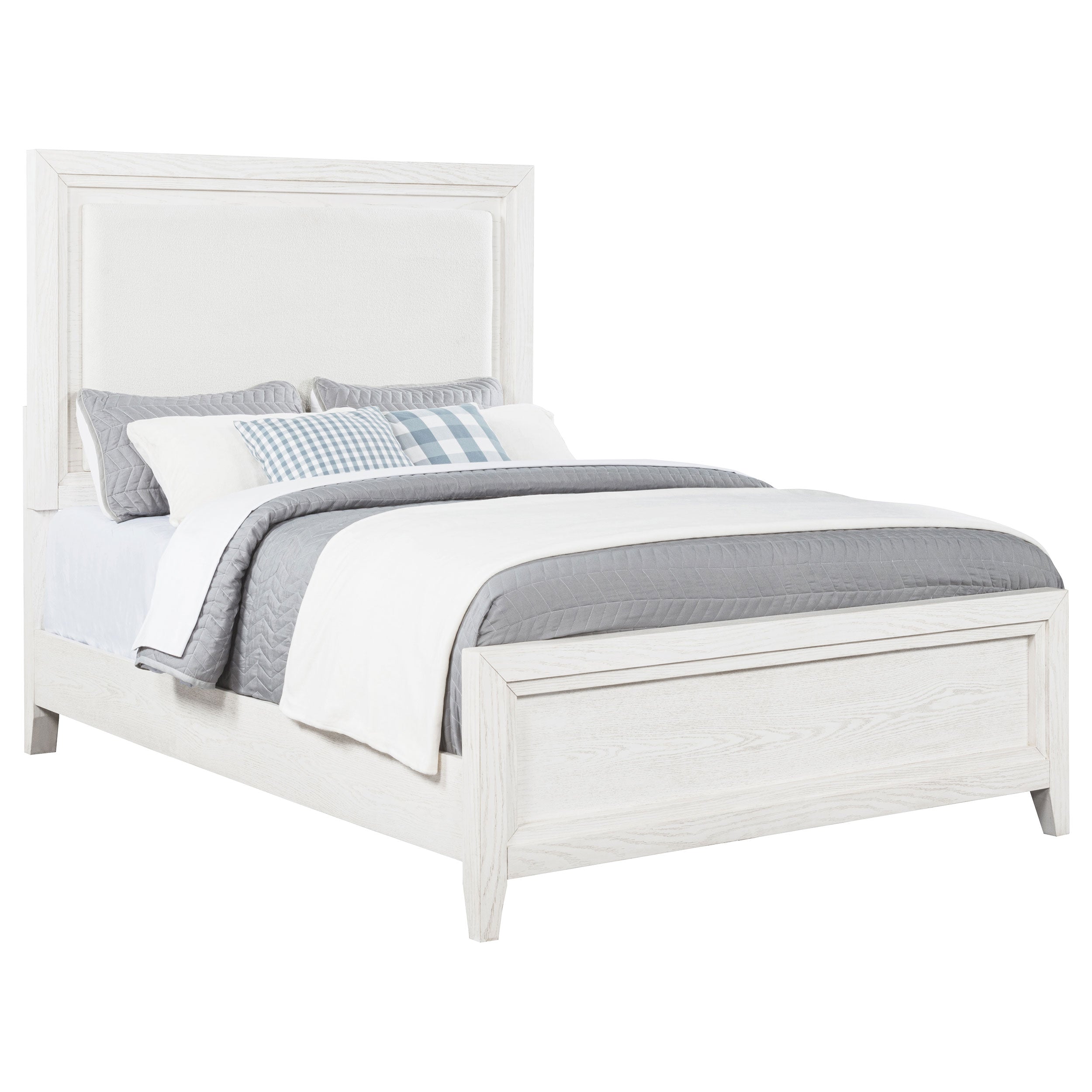 Marielle Upholstered Panel Bed Distressed