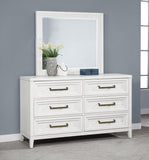Marielle 6-drawer Dresser with Mirror Distressed White