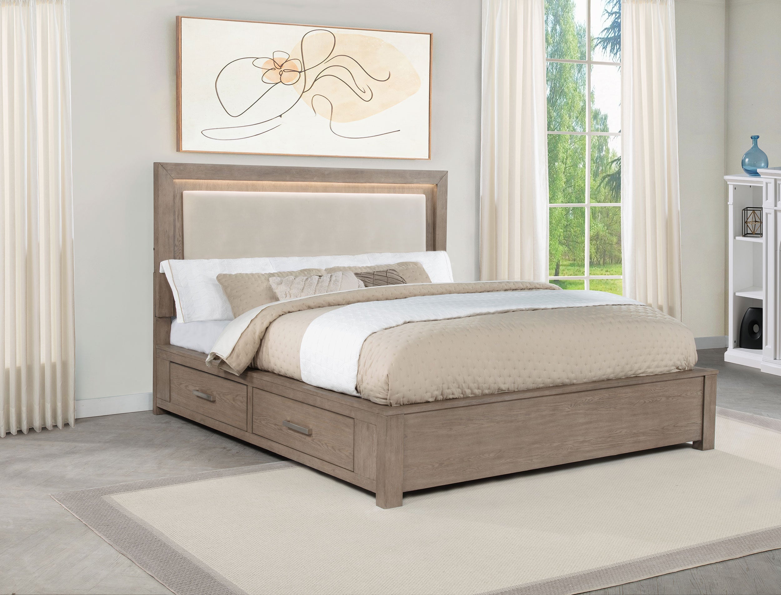Kenora 56-inch LED Storage Bed Barley Brown