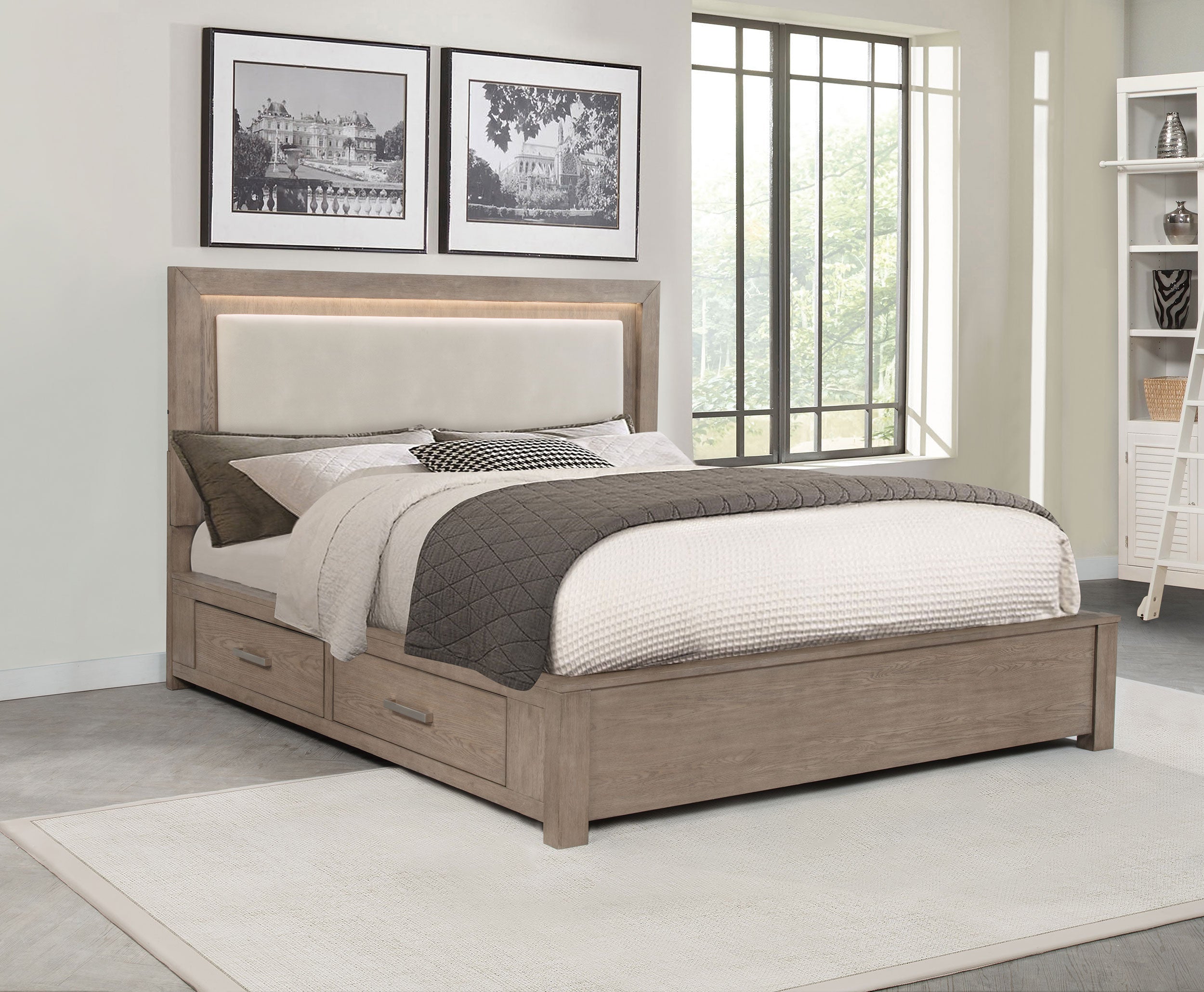 Kenora 56-inch LED Storage Bed Barley Brown