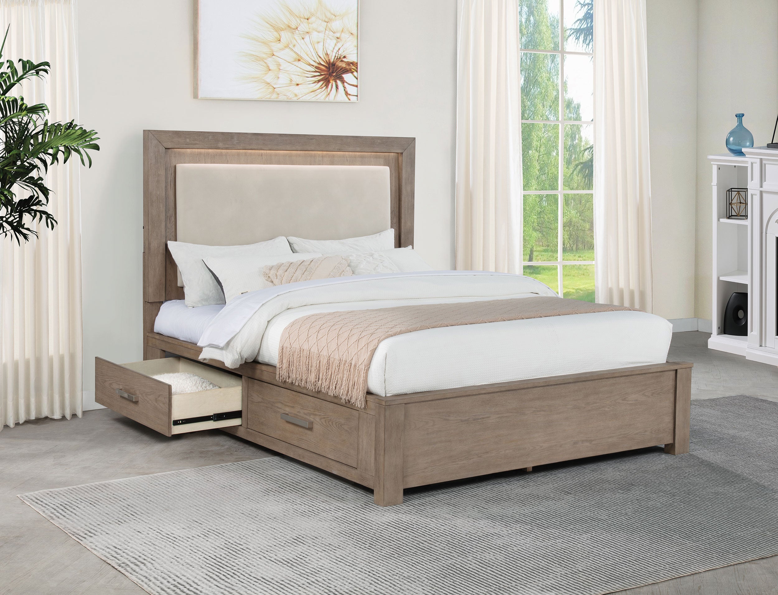 Kenora 56-inch LED Storage Bed Barley Brown