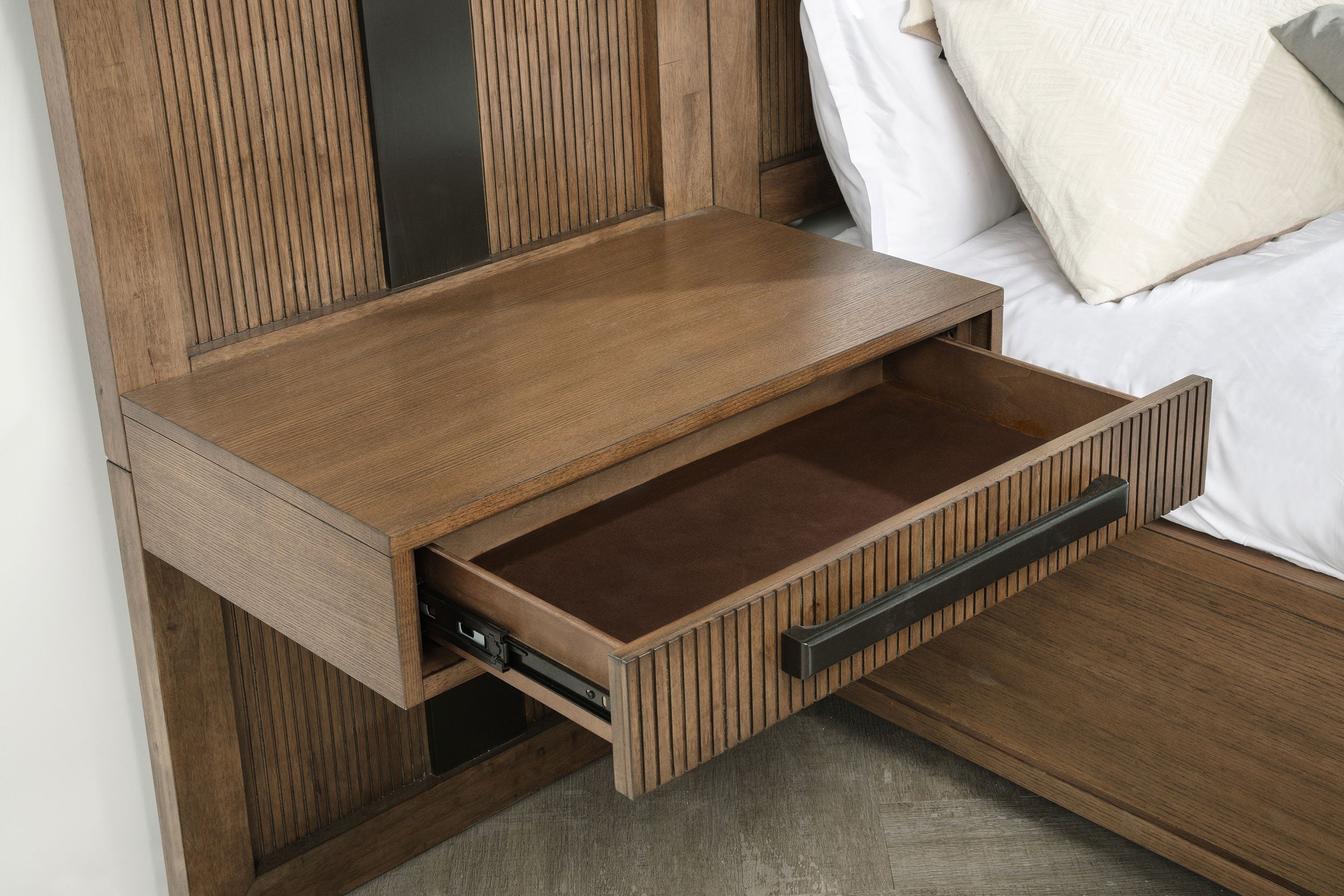 Terrace Wall Panel Storage Bed Ash Brown