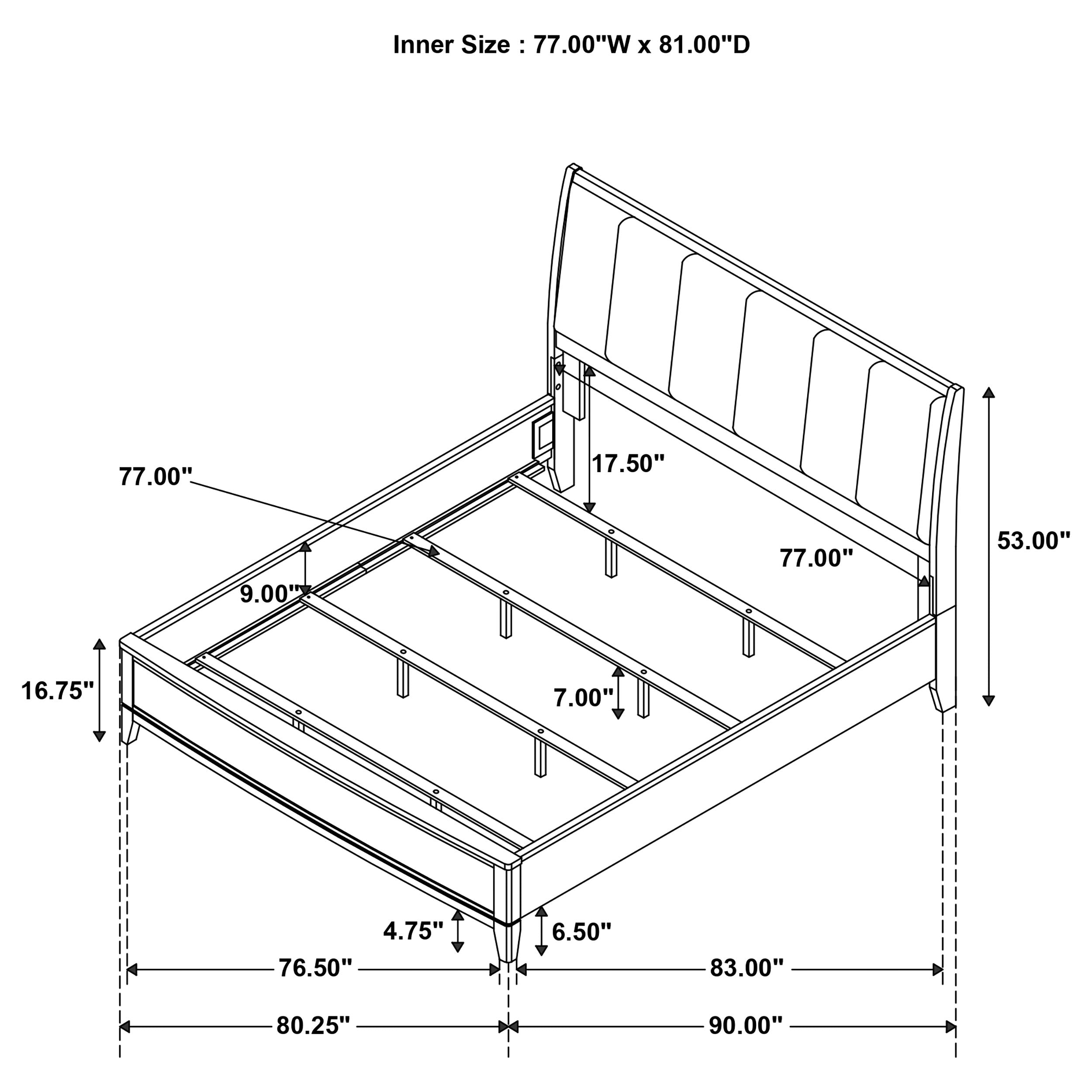 Granada Upholstered Panel Bed Natural Pine
