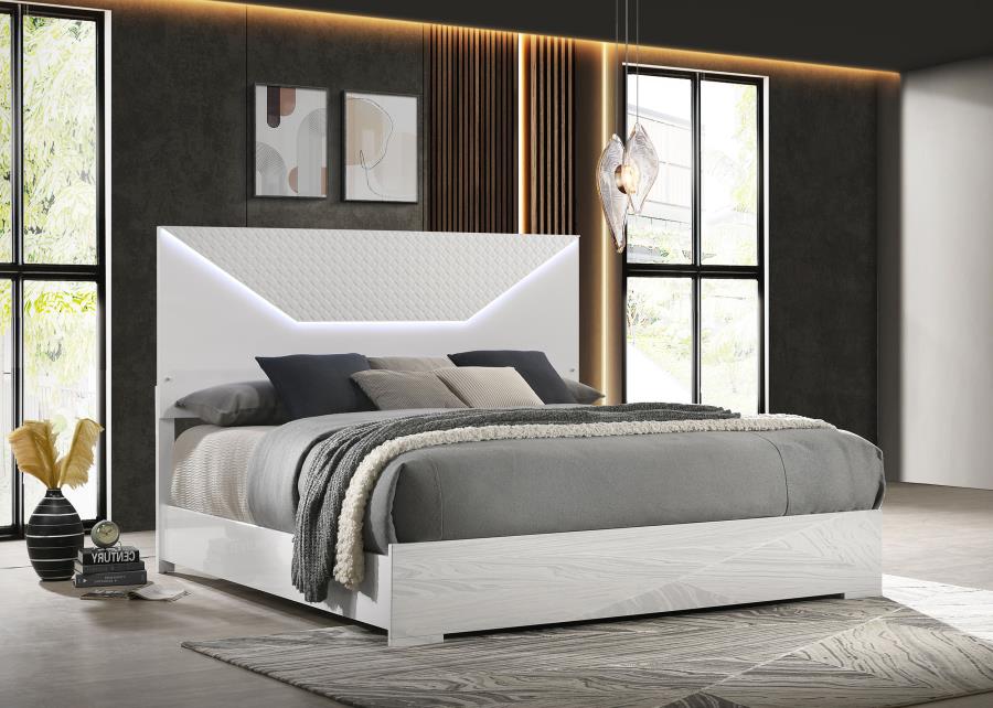 Ives Panel Bed LED Headboard High Gloss