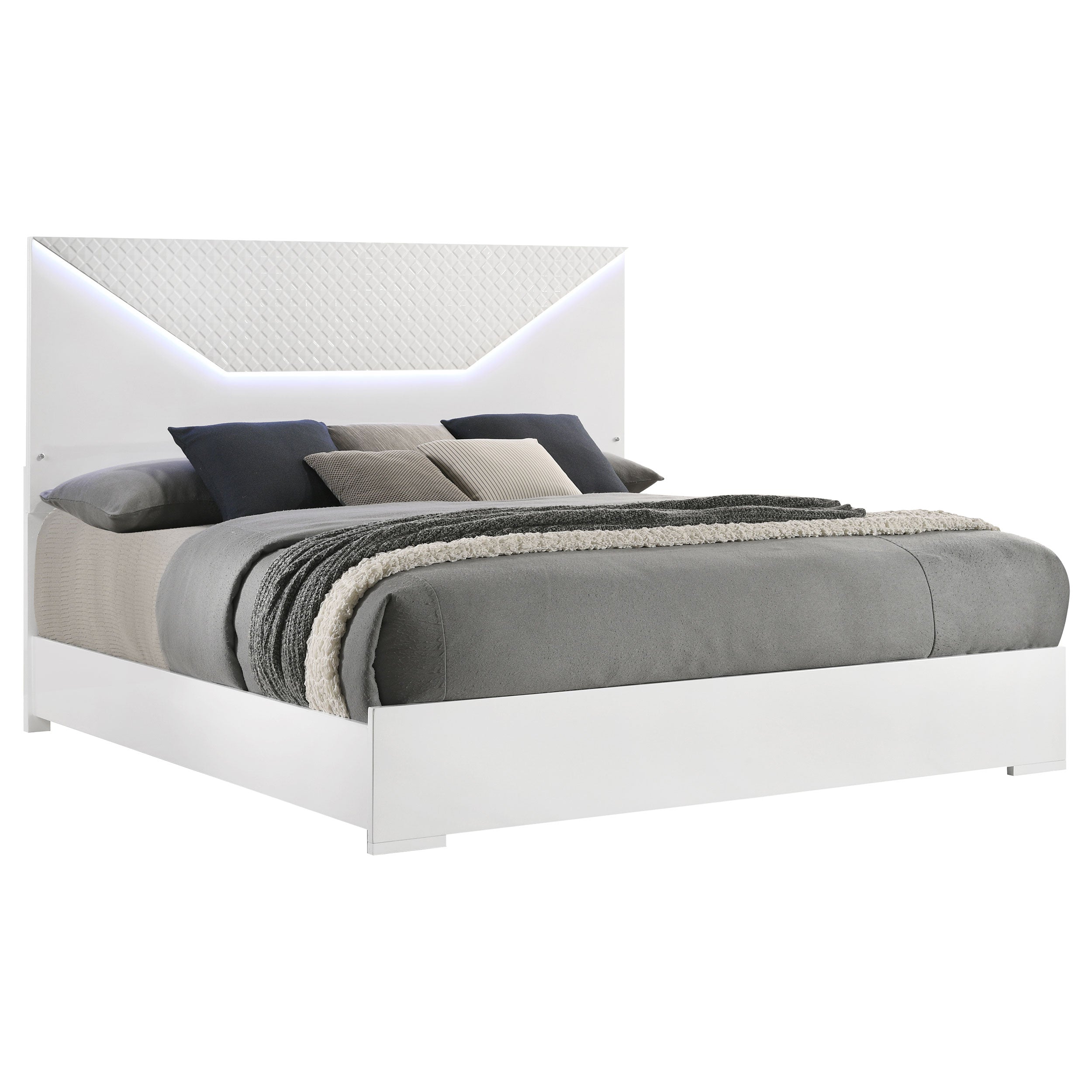 Ives Panel Bed LED Headboard High Gloss