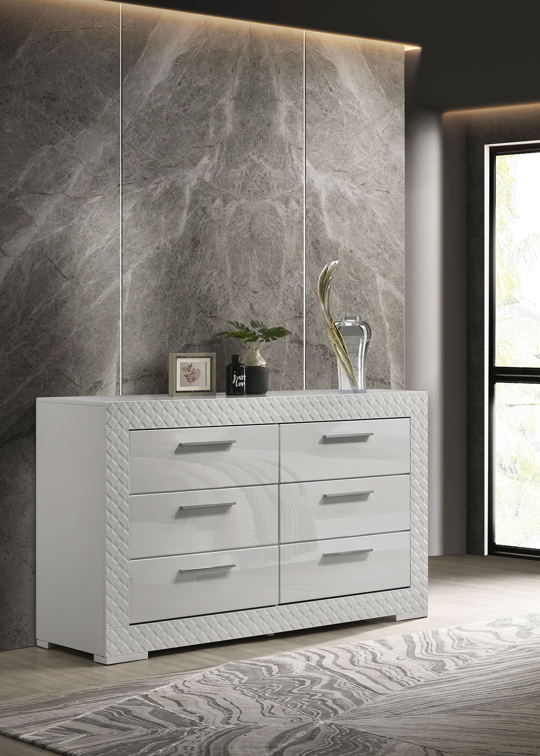 Ives 6-drawer Dresser Cabinet High Gloss