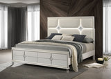 Olivia Panel Bed LED Headboard Pearl