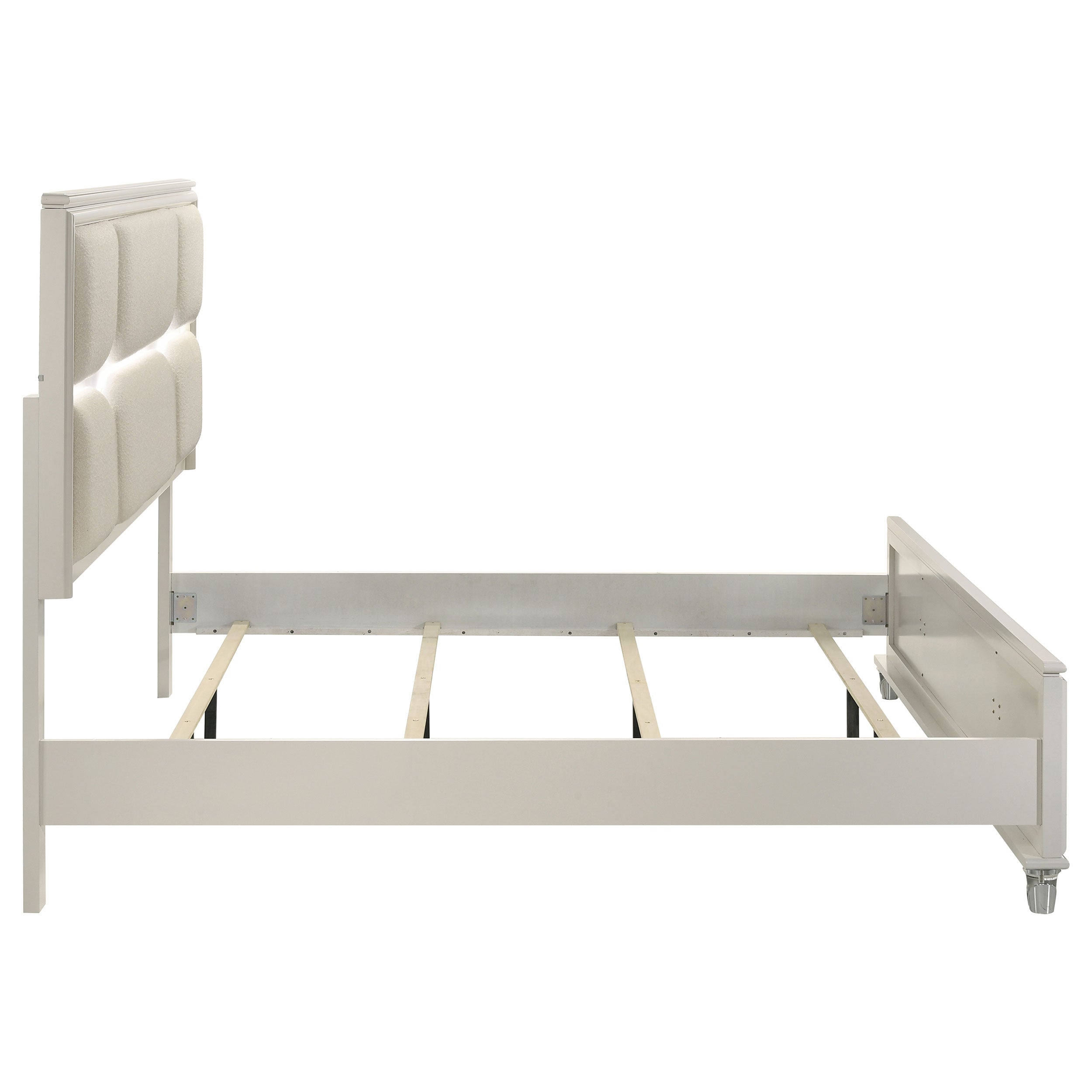 Olivia Panel Bed LED Headboard Pearl