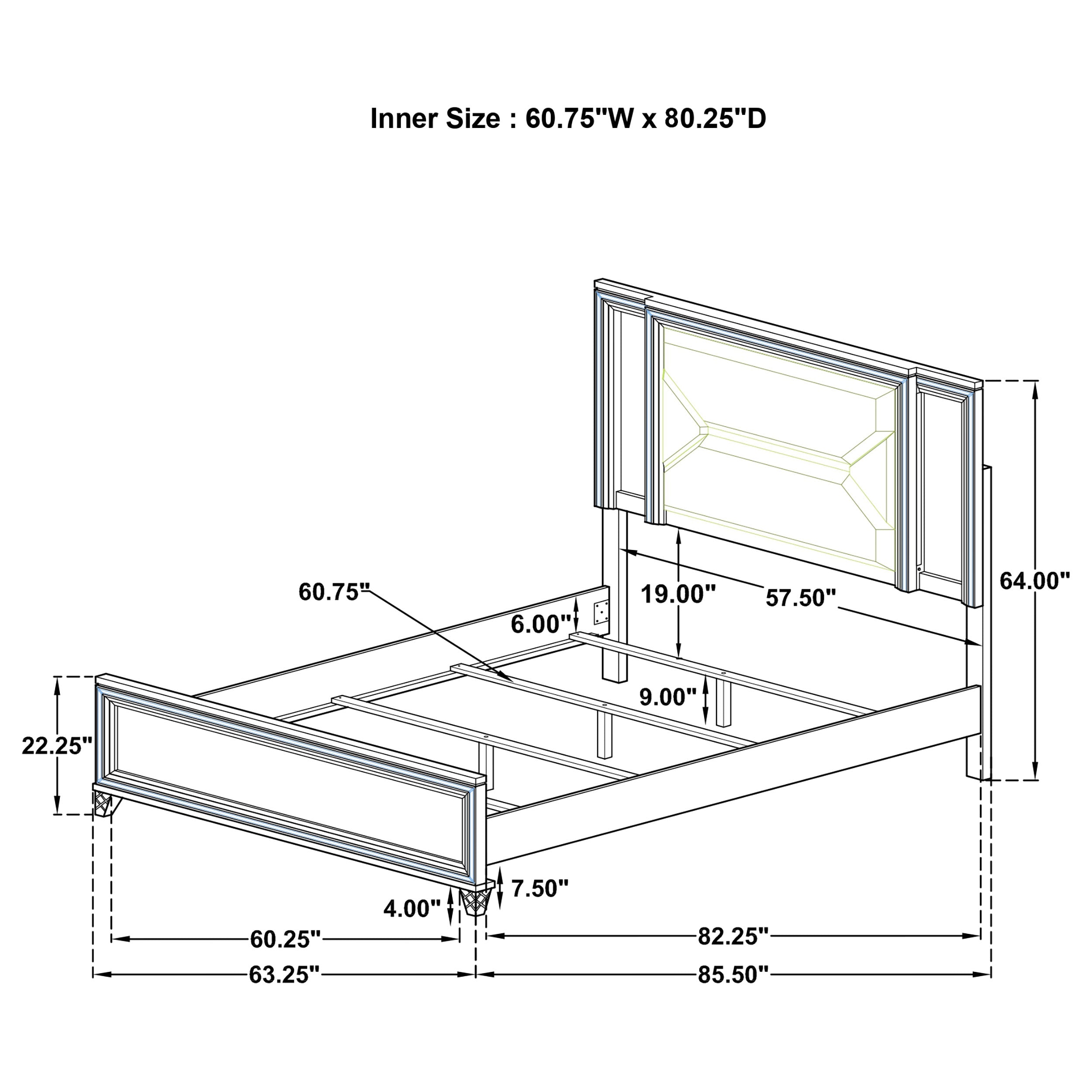 Marmore 64-inch Panel Bed LED Headboard