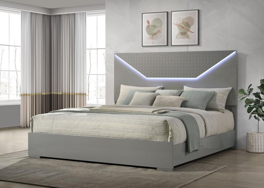Ives Panel Bed LED Headboard High Gloss