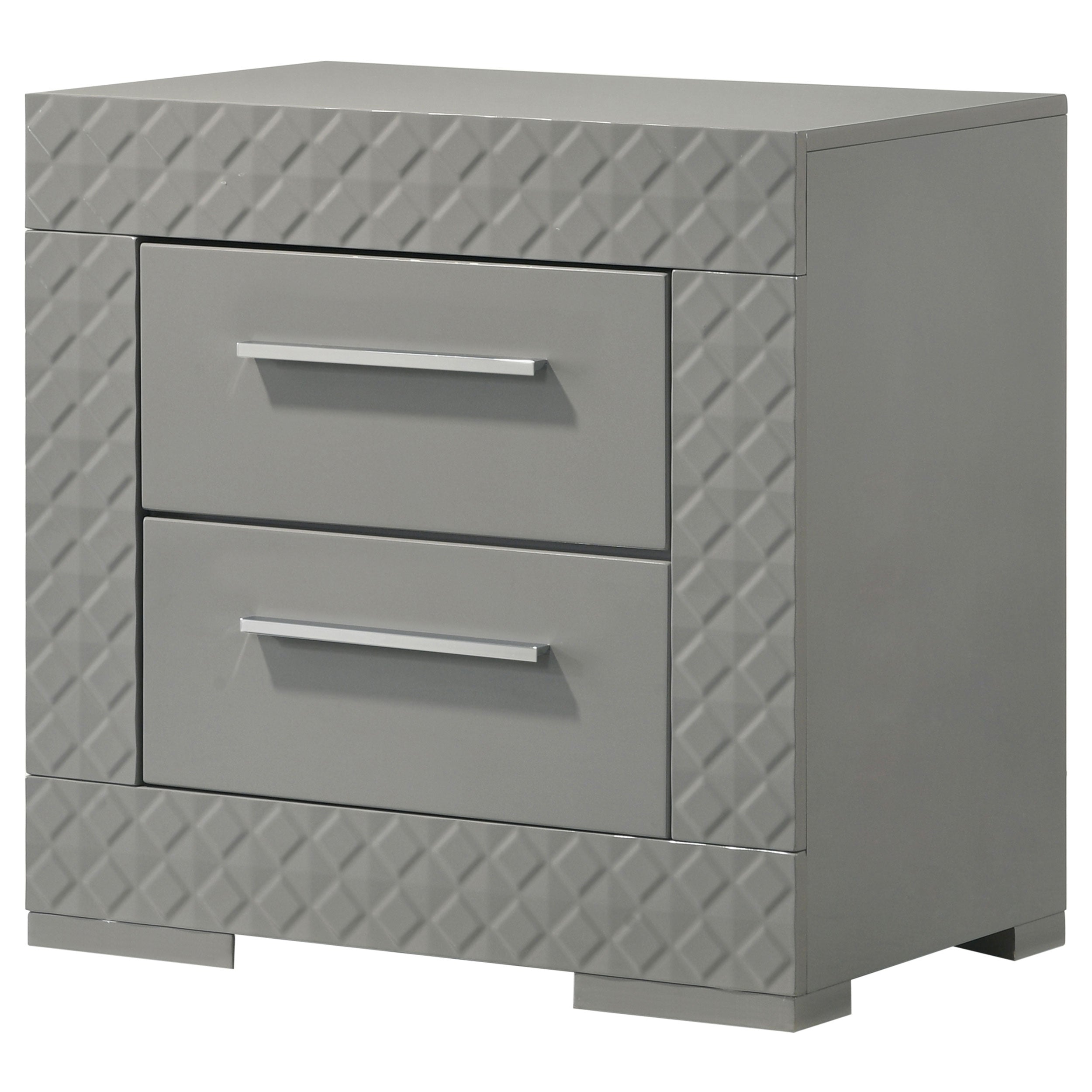 Ives 2-drawer Nightstand Bedside Table High Gloss