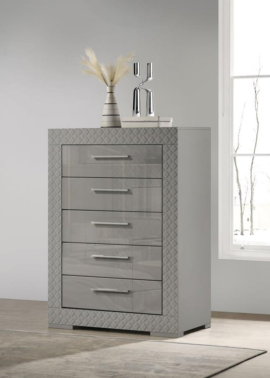 Ives 5-drawer Bedroom Chest of Drawers High Gloss