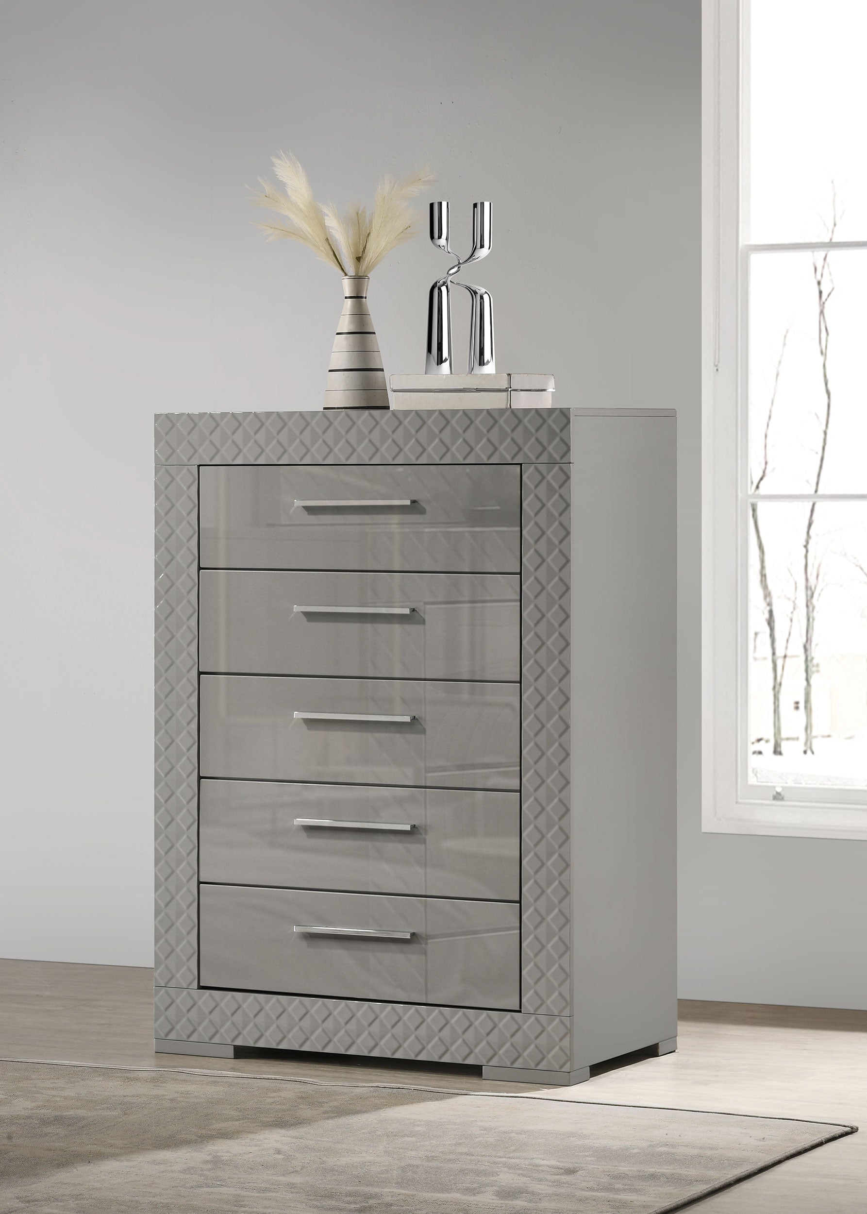 Ives 5-drawer Bedroom Chest of Drawers High Gloss