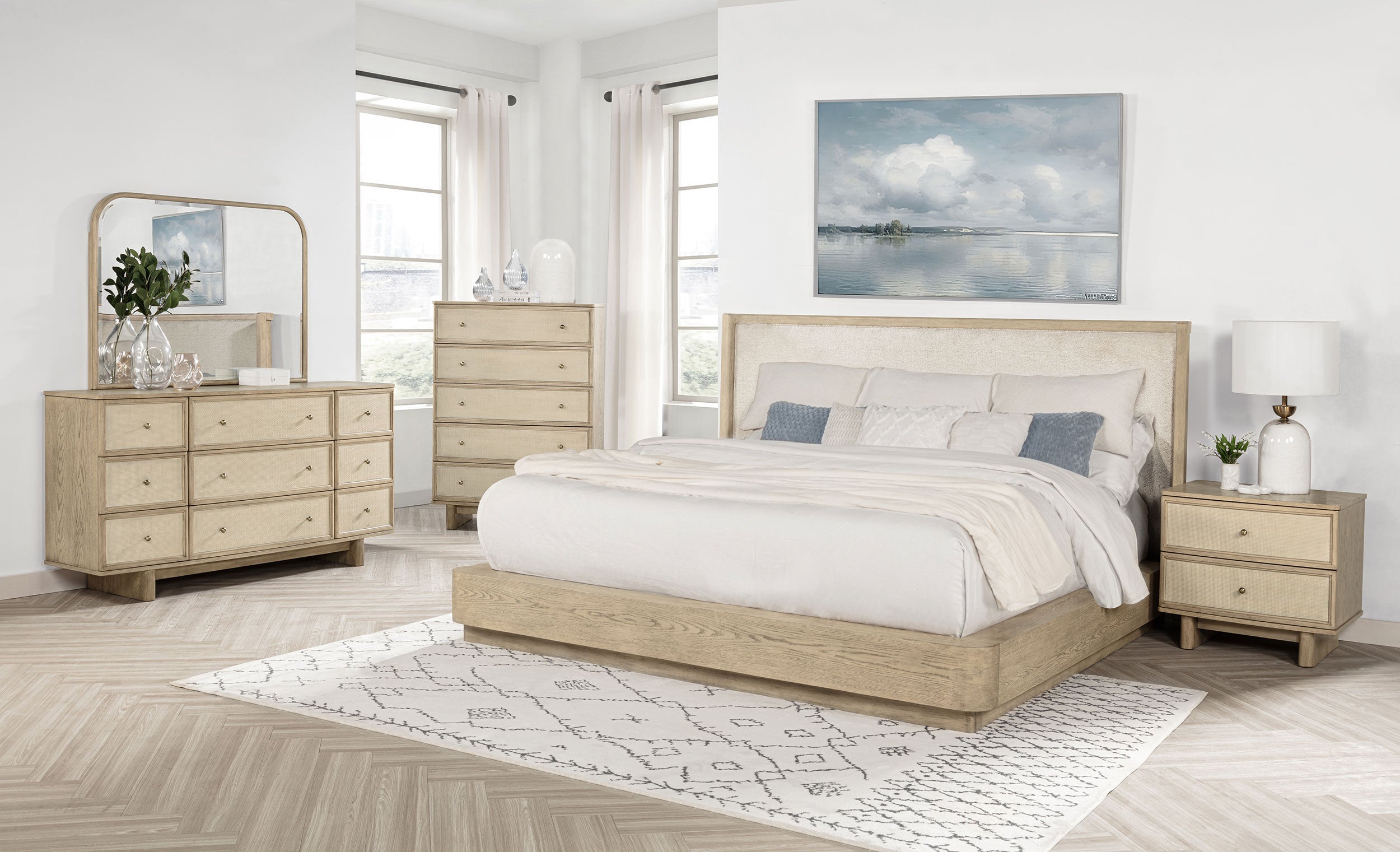 Kailani 52-inch Wingback Bed Beige Oak