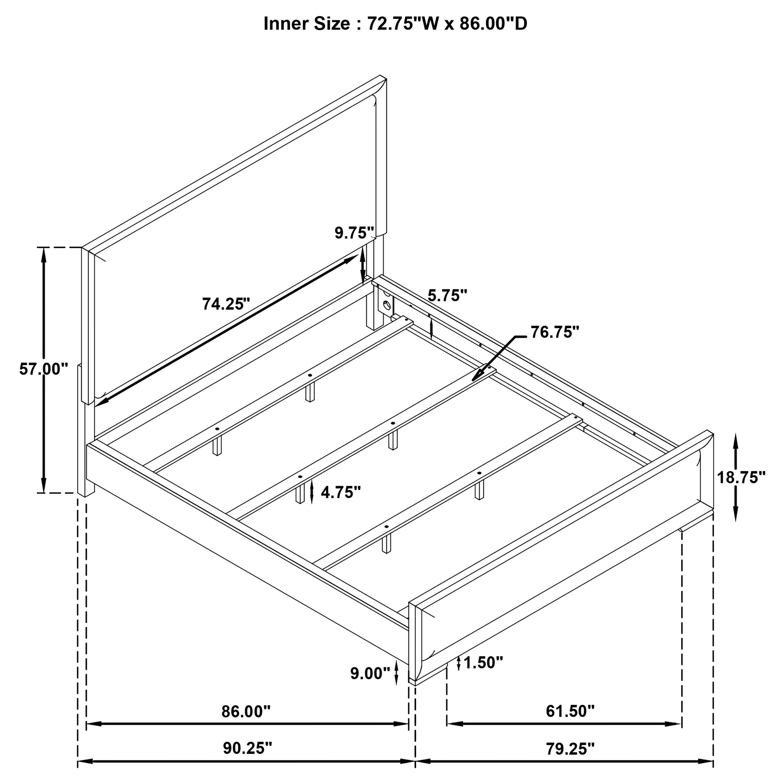 Gracemont 57-inch Panel Bed Grey and