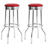 Retro Upholstered Metal Swivel Bar Stool (Set of 2)