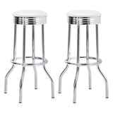 Retro Upholstered Metal Swivel Bar Stool (Set of 2)
