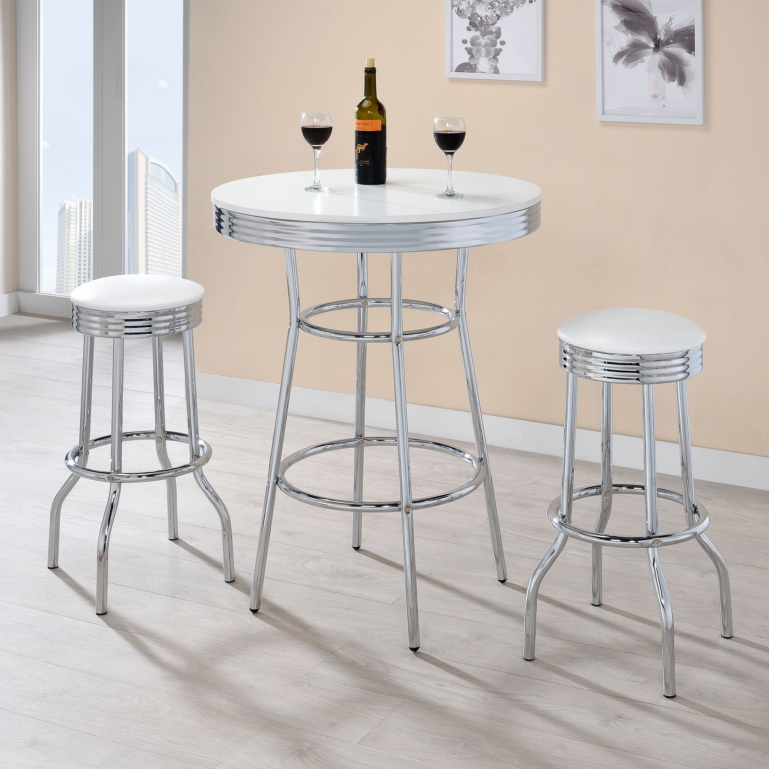 Retro Upholstered Metal Swivel Bar Stool (Set of 2)