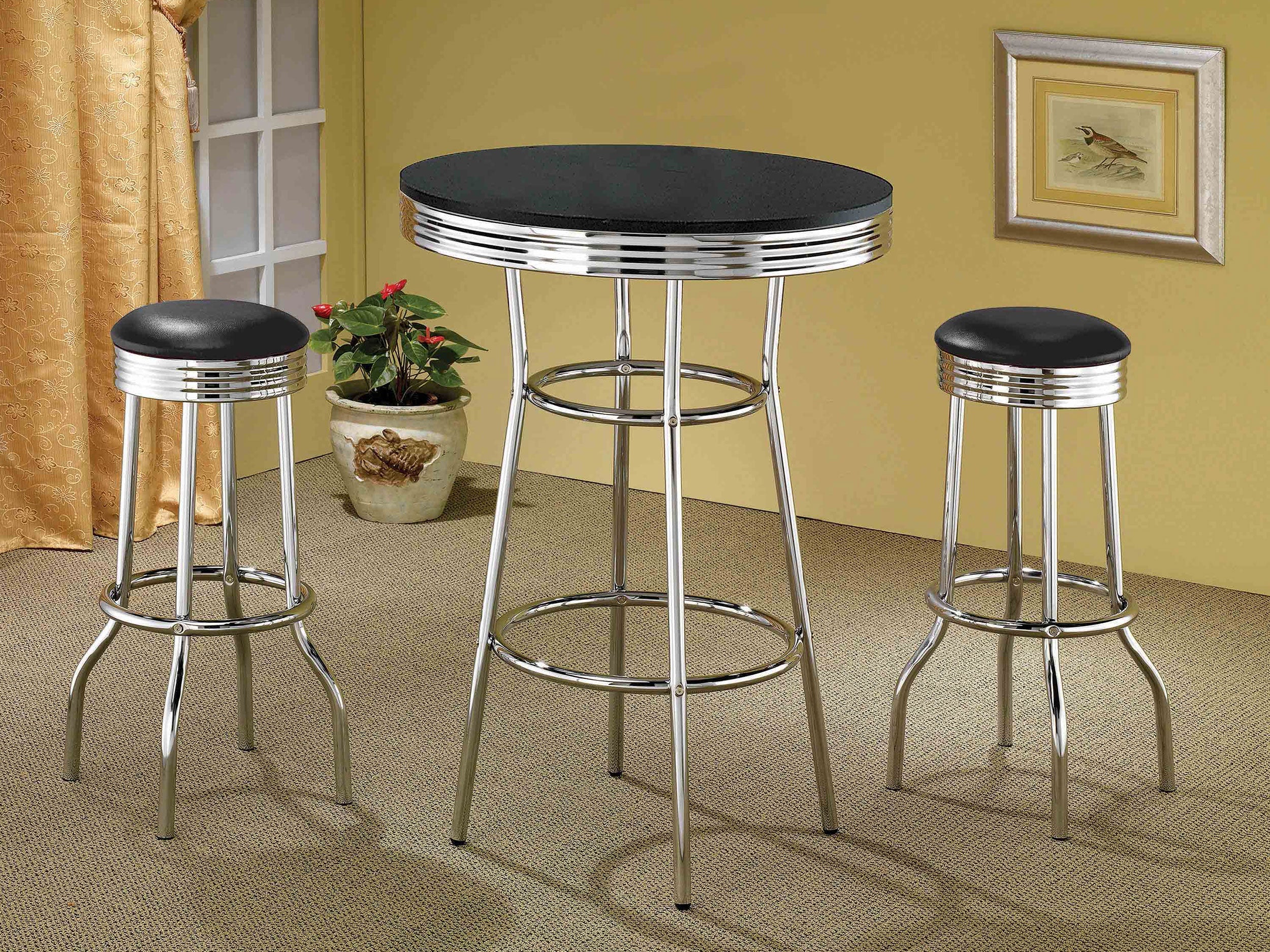 Retro Round 30-inch 1950's Bistro Pub Height Bar Table