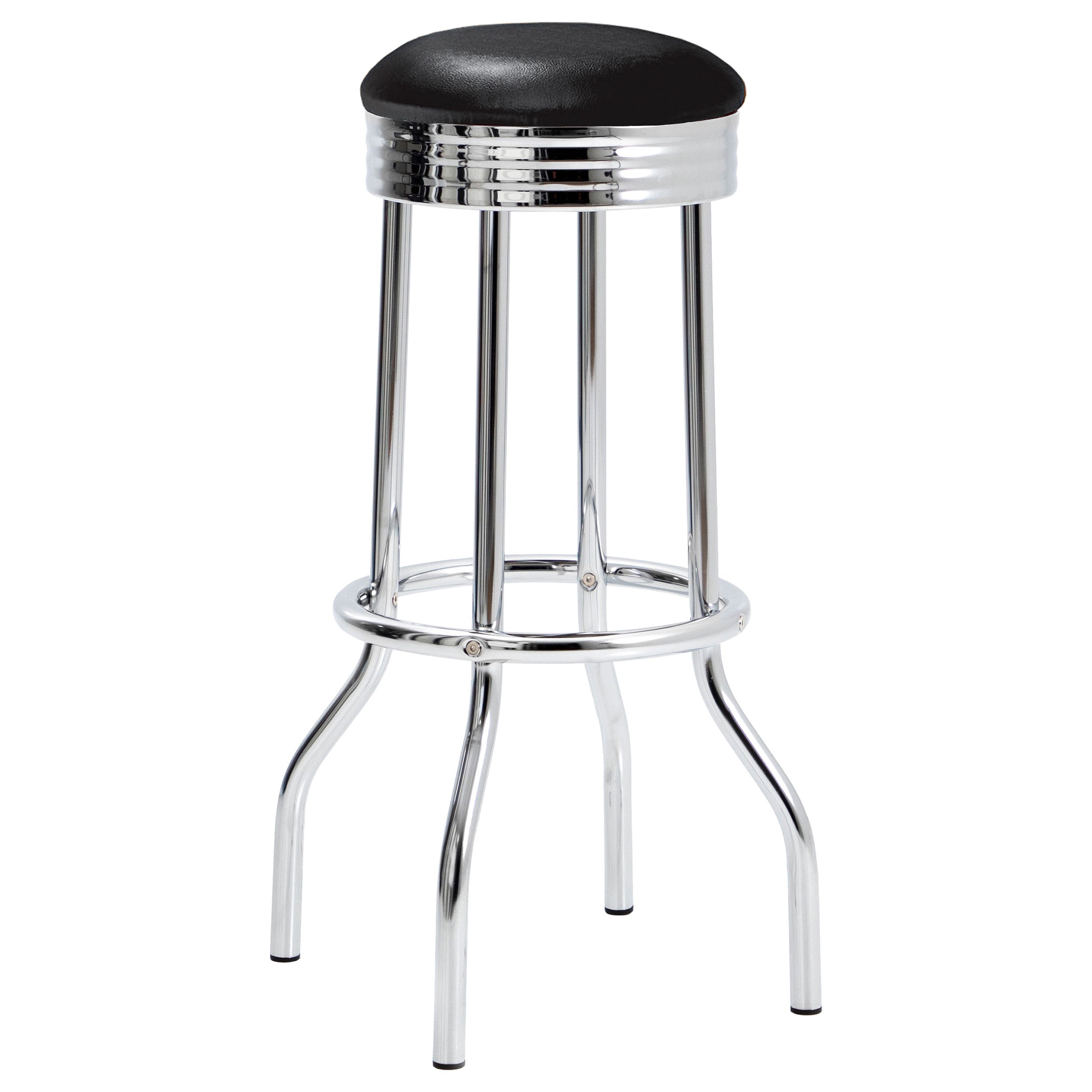 Retro Upholstered Metal Swivel Bar Stool (Set of 2)