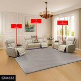 Beige Breathing Leather 3-Piece Living Room Recliner Sofa set