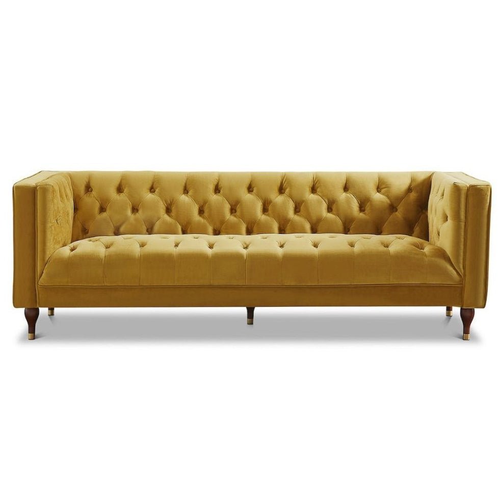 Houston Modern Sofa (Dark Yellow - Velvet)