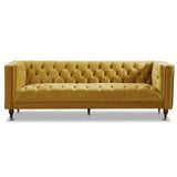 Houston Modern Sofa (Dark Yellow - Velvet)