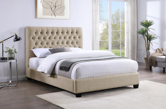 Chloe Upholstered Panel Bed Oatmeal