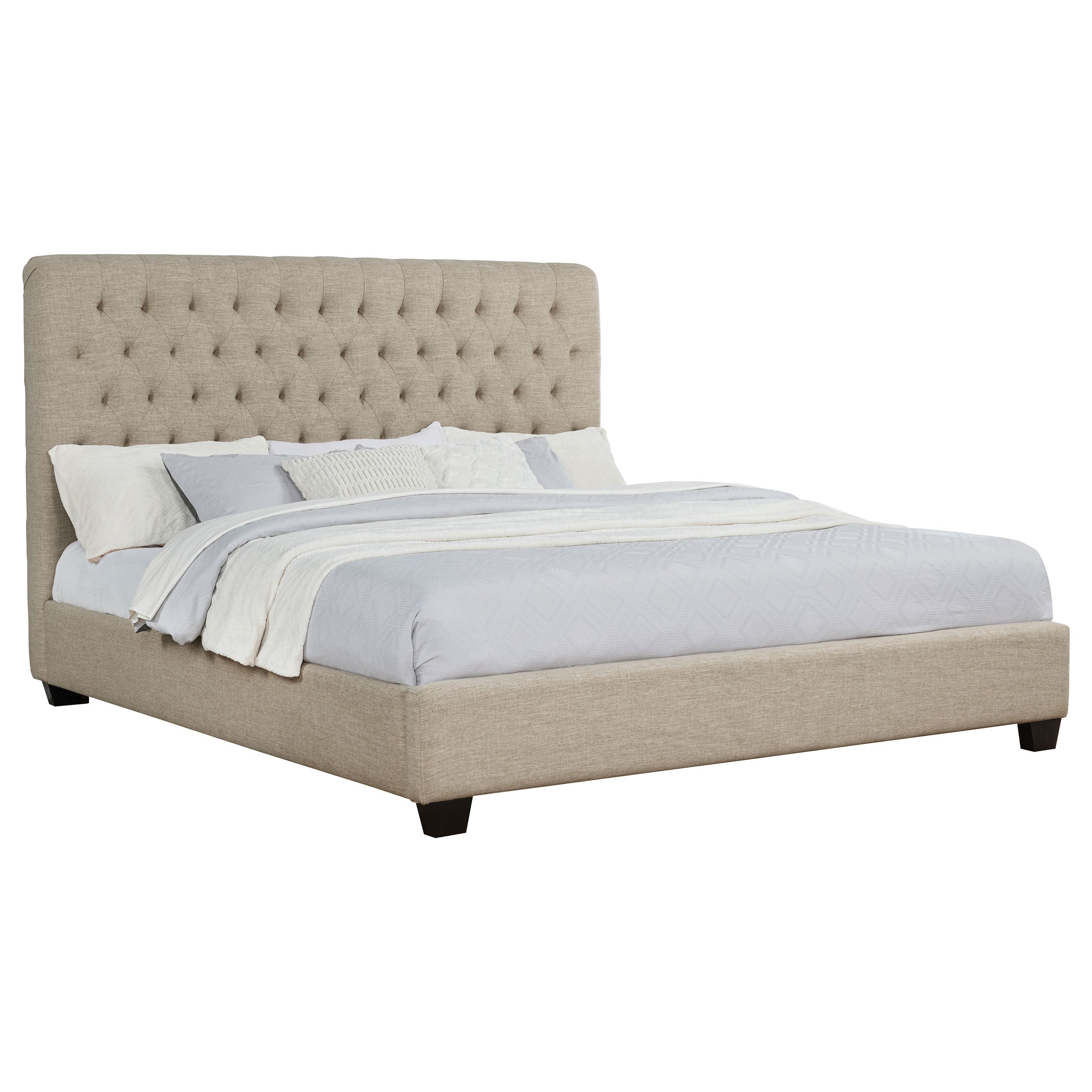 Chloe Upholstered Panel Bed Oatmeal