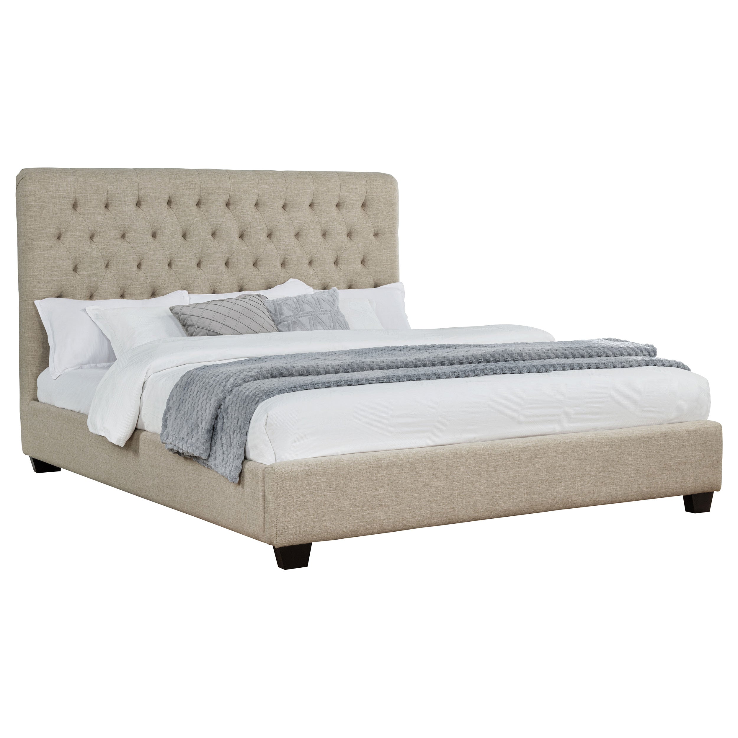 Chloe Upholstered Panel Bed Oatmeal