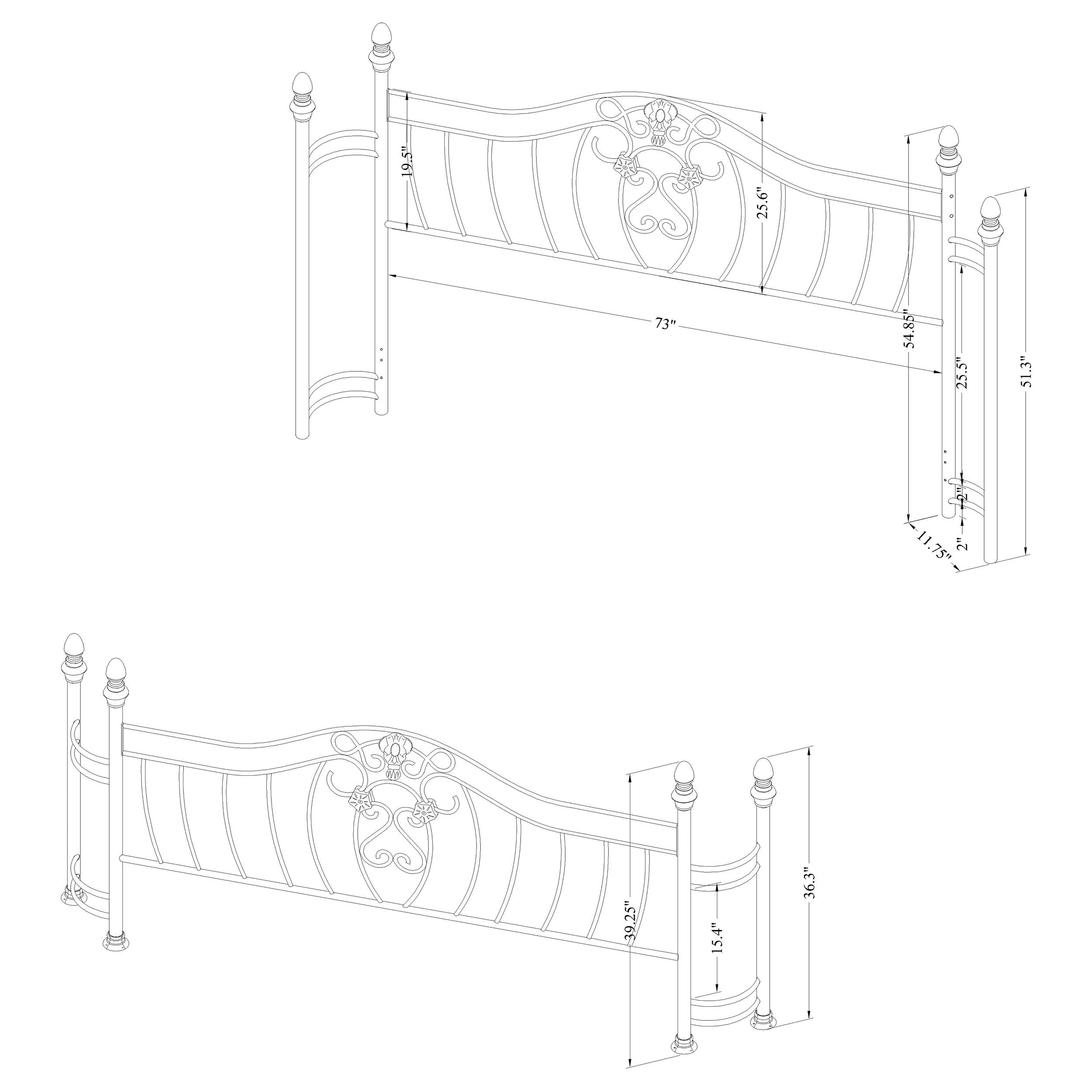 Sydney Headboard and Footboard Brushed Gold