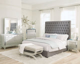 Camille Upholstered Panel Bed Grey