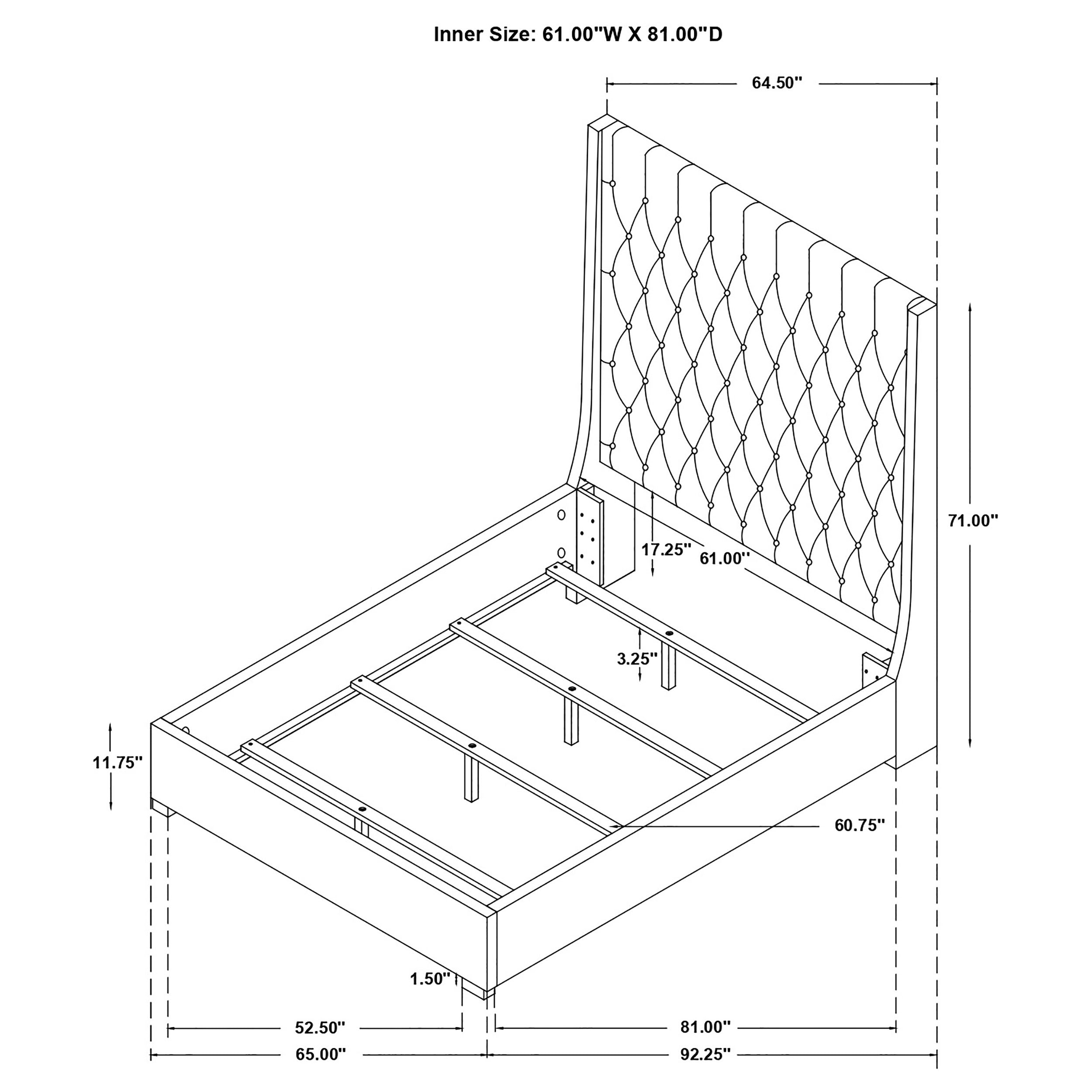 Camille Upholstered Panel Bed Grey